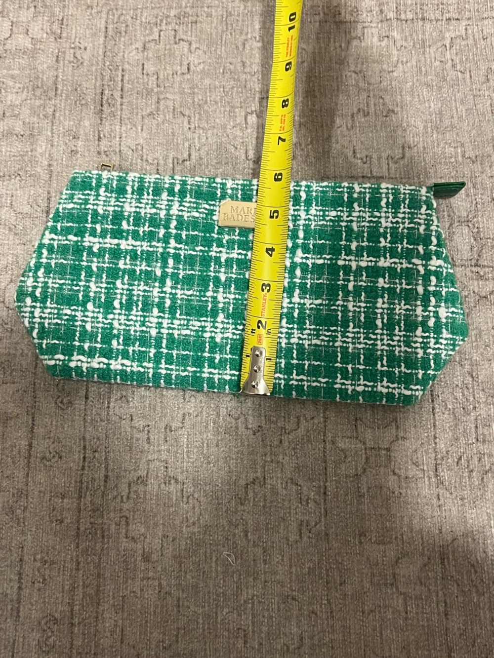 Mario Badescu Green Tweed Bouclé Cosmetic Makeup Bag Pouch NEW - Picture 5 of 6